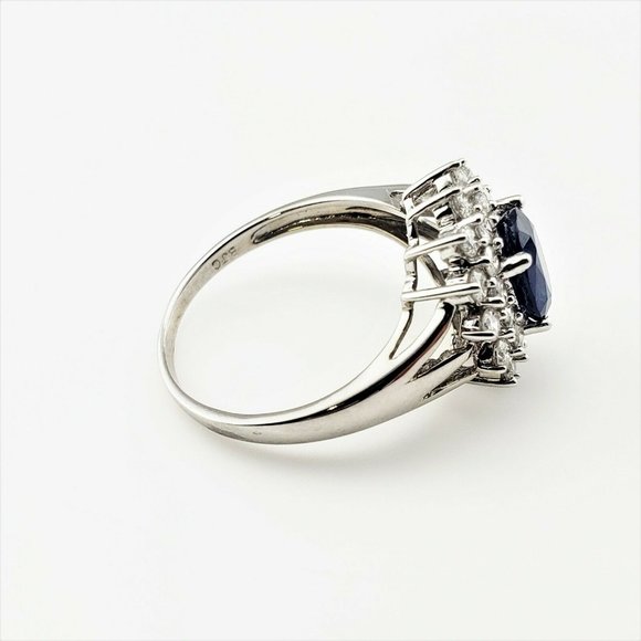 Vintage 14 Karat White Gold Sapphire and Diamond Ring Size 7.25 #8449 - Picture 3 of 9